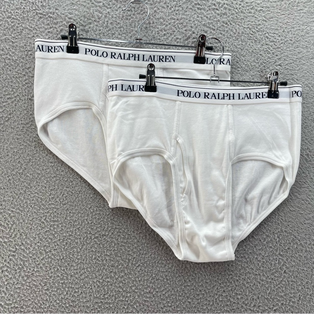 Polo Ralph Lauren Men Set Of 2 Brief Large White Classic Fit 100% Cotton